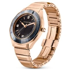 Swarovski 37mm Watch Swiss Made, Metal Bracelet, Black, Rose Gold-tone Finish -Fashion Accessories Store 37mm watch swiss made metal bracelet black rose gold tone finish swarovski 5641294 2