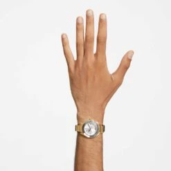 Swarovski 37mm Watch Swiss Made, Metal Bracelet, Gold Tone, Gold-tone Finish