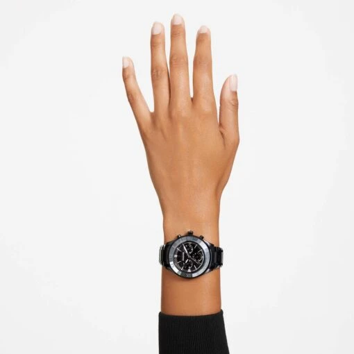 Swarovski 39mm Watch Swiss Made, Metal Bracelet, Black, Black Finish -Fashion Accessories Store 39mm watch swiss made metal bracelet black black finish swarovski 5641393