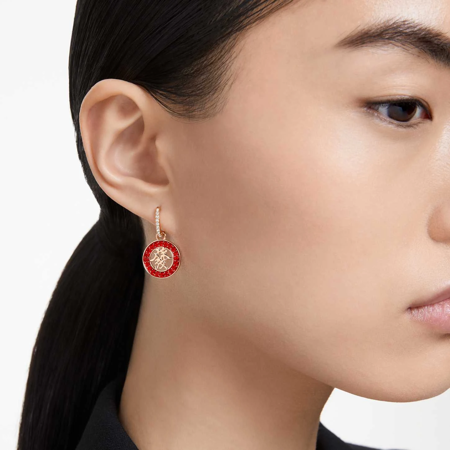 Swarovski Alea Drop Earrings Red, Rose Gold-tone Plated 1 Swarovski Alea Drop Earrings Red, Rose Gold-tone Plated