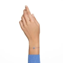 Swarovski Angelic Bracelet Square Cut, Blue, Rhodium Plated