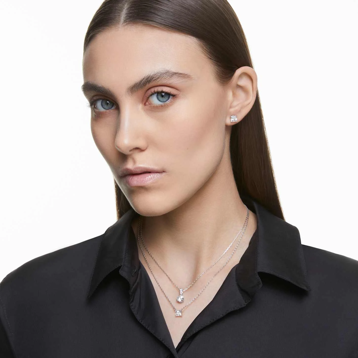 Swarovski Attract Necklace Square Cut, White, Rhodium Plated 5 Swarovski Attract Necklace Square Cut, White, Rhodium Plated - Image 5