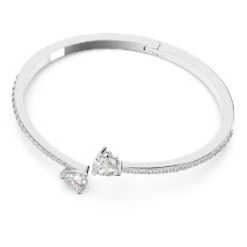 Swarovski Attract Soul Bangle Heart, White, Rhodium Plated -Fashion Accessories Store attract soul bangle heart white rhodium plated swarovski 5518814 2