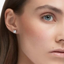 Swarovski Attract Stud Earrings Square Cut, White, Rhodium Plated -Fashion Accessories Store attract stud earrings square cut white rhodium plated swarovski 5430365 3