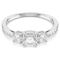 Swarovski Attract Trilogy Ring Round Cut, White, Rhodium Plated
