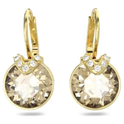 Swarovski Bella V Drop Earrings Round Cut, Gold Tone, Gold-tone Plated -Fashion Accessories Store bella v drop earrings round cut gold tone gold tone plated swarovski 5662093 2