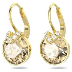 Swarovski Bella V Drop Earrings Round Cut, Gold Tone, Gold-tone Plated -Fashion Accessories Store bella v drop earrings round cut gold tone gold tone plated swarovski 5662093 3