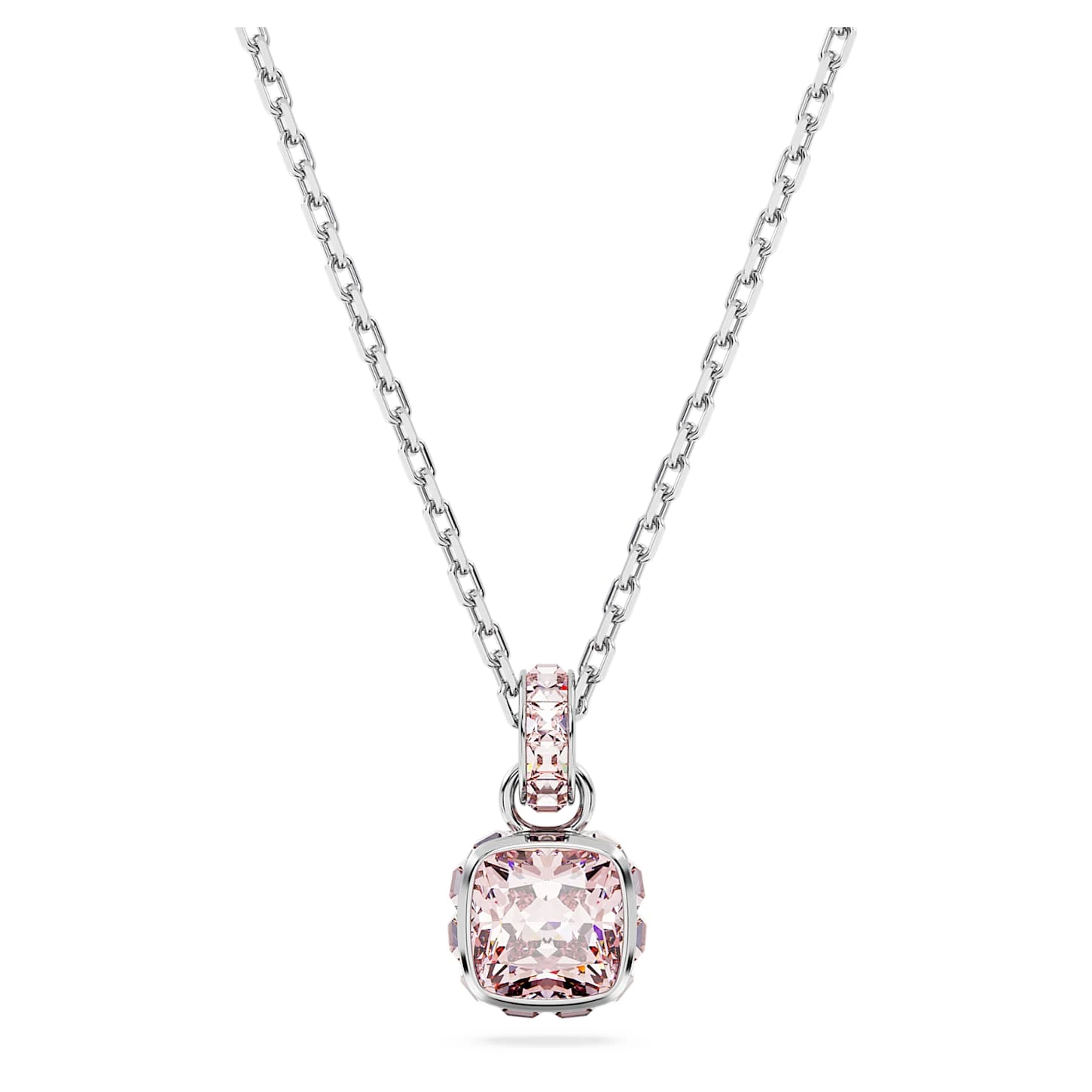 Swarovski Birthstone Pendant Square Cut, June, Pink, Rhodium Plated 2 Swarovski Birthstone Pendant Square Cut, June, Pink, Rhodium Plated - Image 2