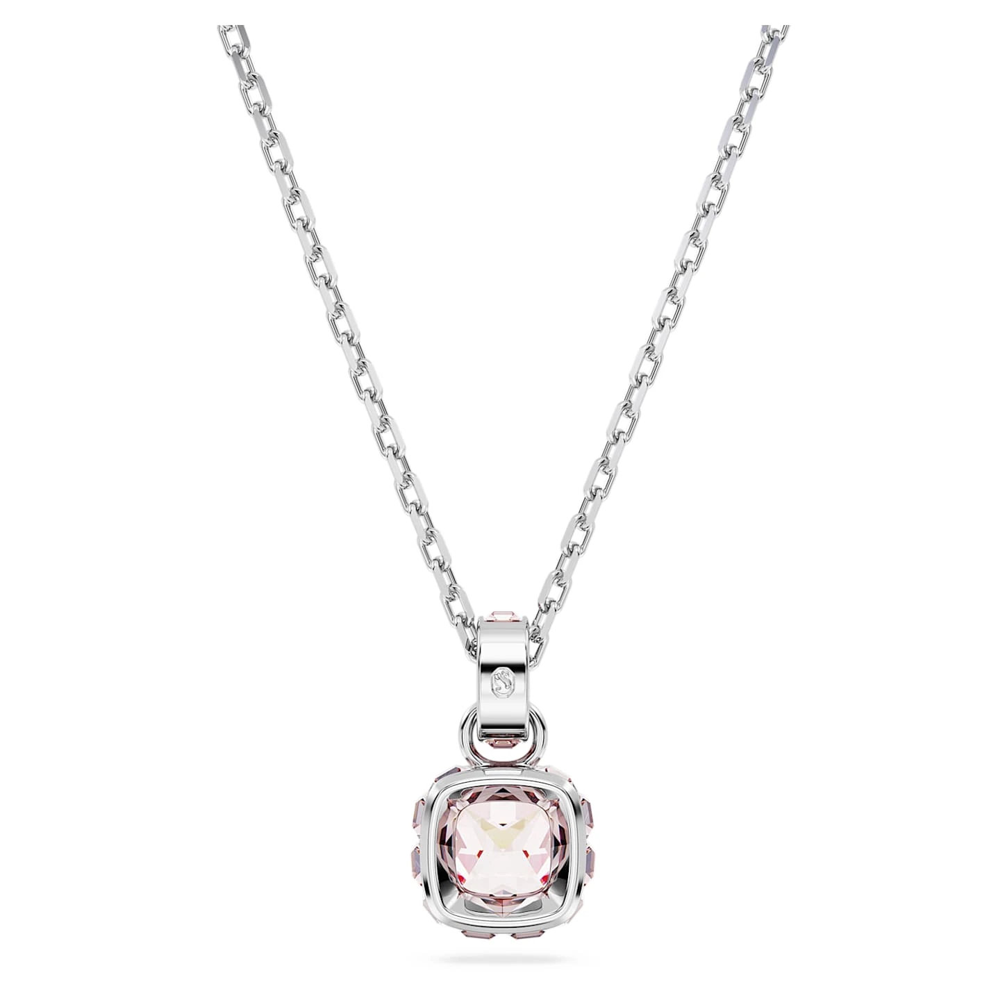 Swarovski Birthstone Pendant Square Cut, June, Pink, Rhodium Plated 5 Swarovski Birthstone Pendant Square Cut, June, Pink, Rhodium Plated - Image 5