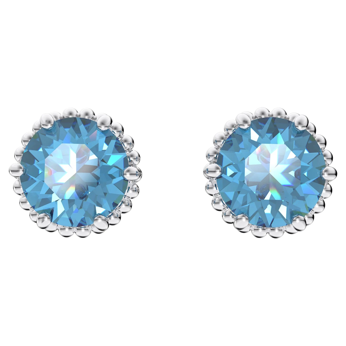 Swarovski Birthstone Stud Earrings Round Cut, December, Blue, Rhodium Plated 2 Swarovski Birthstone Stud Earrings Round Cut, December, Blue, Rhodium Plated - Image 2