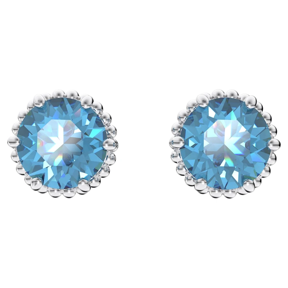 Swarovski Birthstone Stud Earrings Round Cut, December, Blue, Rhodium Plated 5 Swarovski Birthstone Stud Earrings Round Cut, December, Blue, Rhodium Plated - Image 5