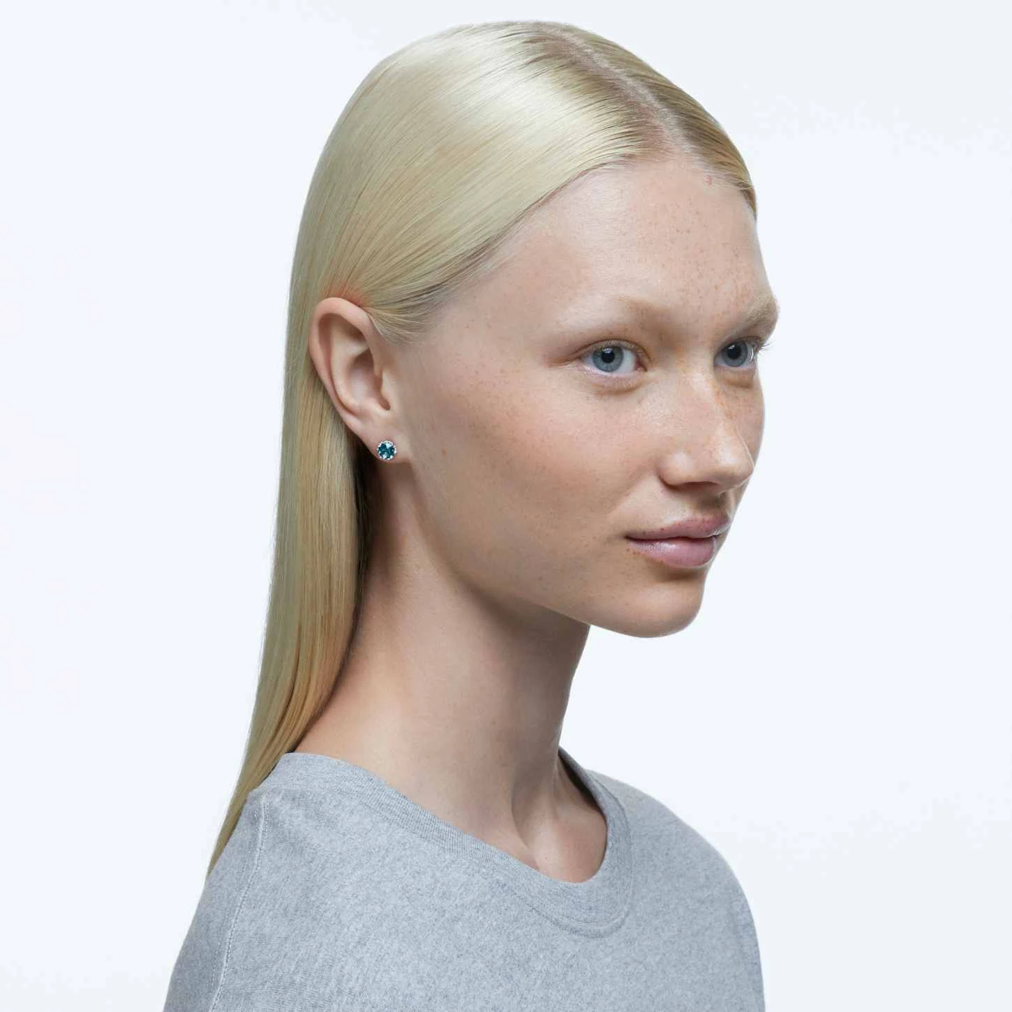 Swarovski Birthstone Stud Earrings Round Cut, December, Blue, Rhodium Plated 1 Swarovski Birthstone Stud Earrings Round Cut, December, Blue, Rhodium Plated