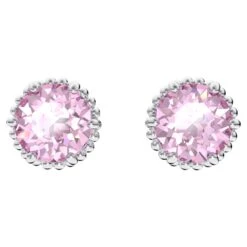 Swarovski Birthstone Stud Earrings Round Cut, June, Pink, Rhodium Plated -Fashion Accessories Store birthstone stud earrings round cut june pink rhodium plated swarovski 5615514 4