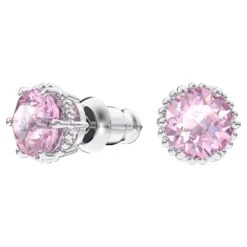 Swarovski Birthstone Stud Earrings Round Cut, June, Pink, Rhodium Plated -Fashion Accessories Store birthstone stud earrings round cut june pink rhodium plated swarovski 5615514 5
