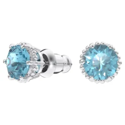 Swarovski Birthstone Stud Earrings Round Cut, March, Blue, Rhodium Plated -Fashion Accessories Store birthstone stud earrings round cut march blue rhodium plated swarovski 5615512 2