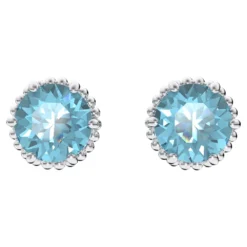 Swarovski Birthstone Stud Earrings Round Cut, March, Blue, Rhodium Plated -Fashion Accessories Store birthstone stud earrings round cut march blue rhodium plated swarovski 5615512 4