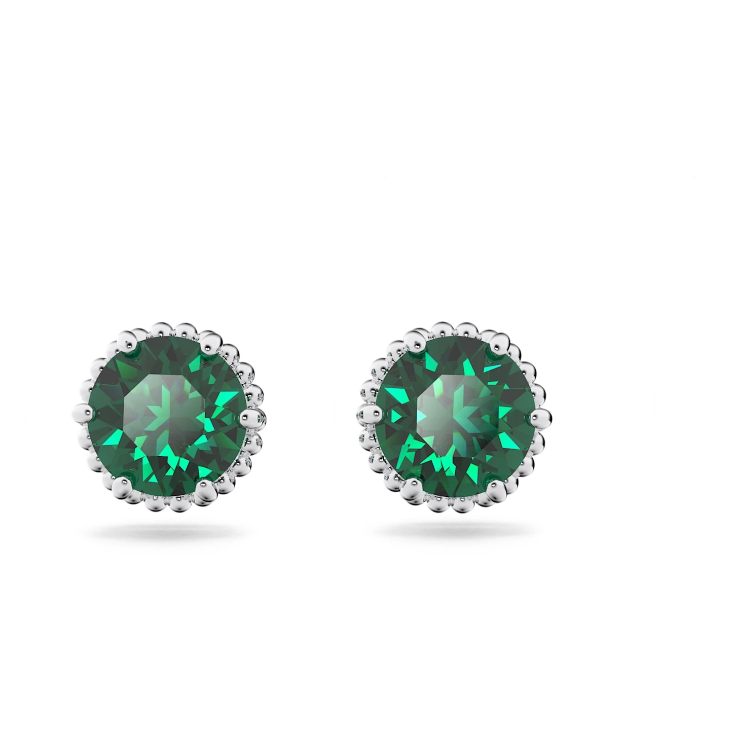 Swarovski Birthstone Stud Earrings Round Cut, May, Green, Rhodium Plated 2 Swarovski Birthstone Stud Earrings Round Cut, May, Green, Rhodium Plated - Image 2