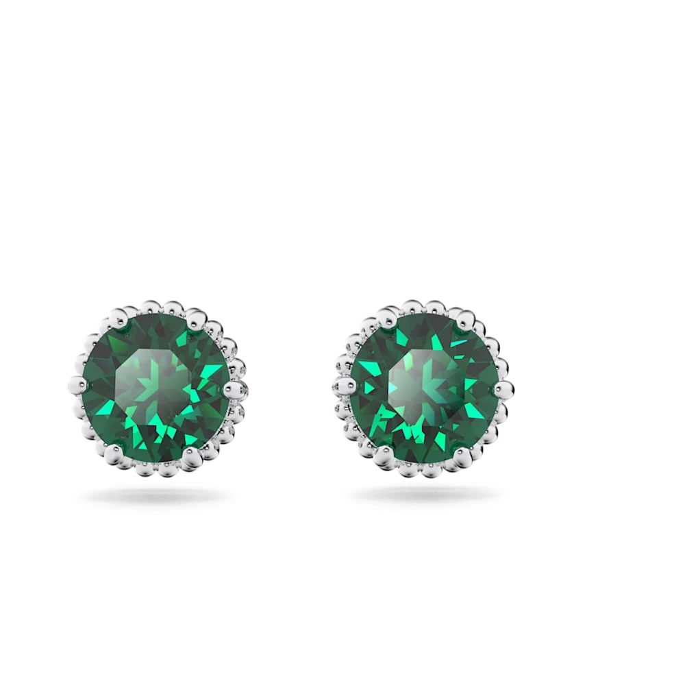 Swarovski Birthstone Stud Earrings Round Cut, May, Green, Rhodium Plated 5 Swarovski Birthstone Stud Earrings Round Cut, May, Green, Rhodium Plated - Image 5