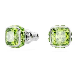 Swarovski Birthstone Stud Earrings Square Cut, August, Green, Rhodium Plated -Fashion Accessories Store birthstone stud earrings square cut august green rhodium plated swarovski 5661958 2