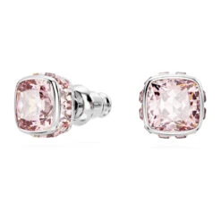 Swarovski Birthstone Stud Earrings Square Cut, June, Pink, Rhodium Plated -Fashion Accessories Store birthstone stud earrings square cut june pink rhodium plated swarovski 5660799 2