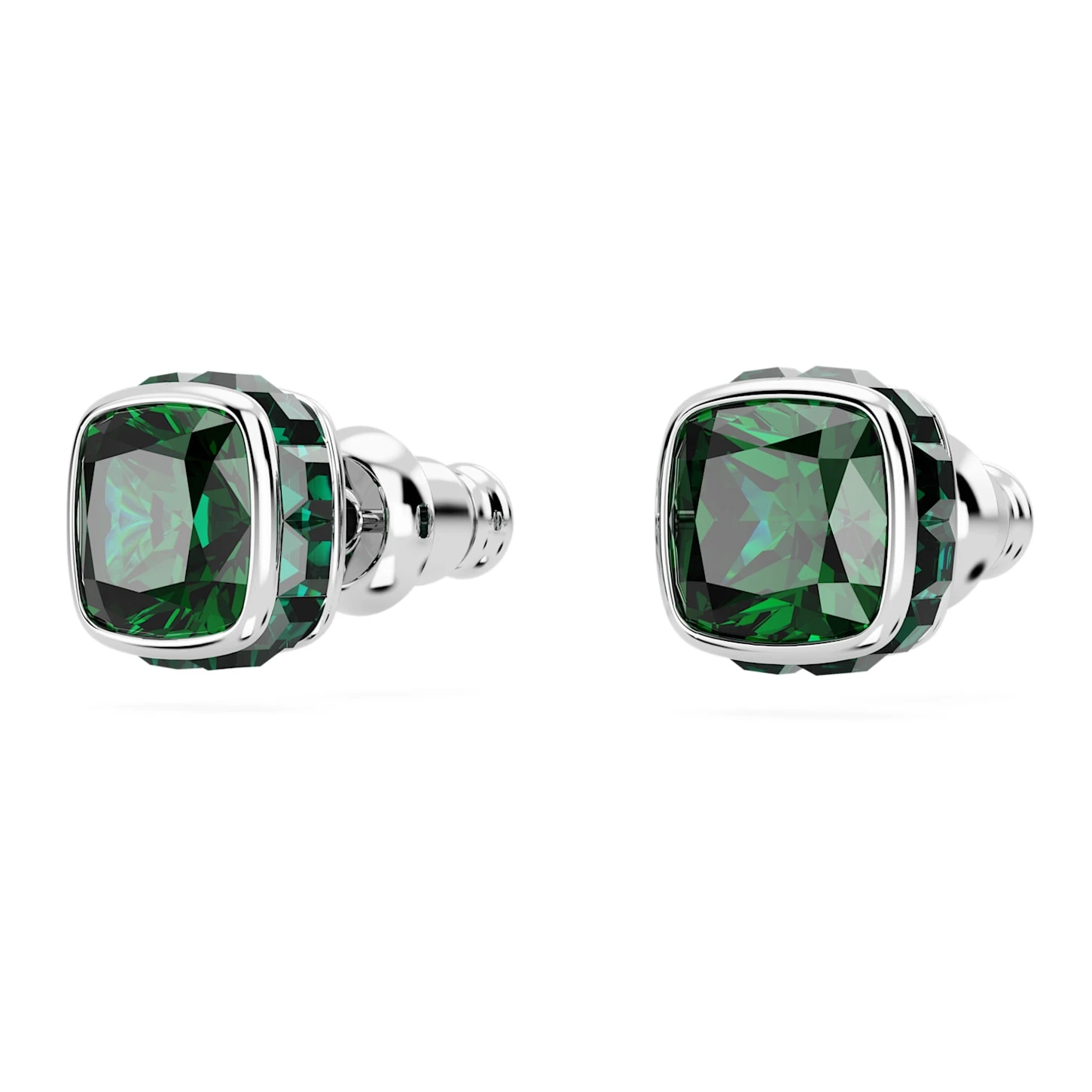 Swarovski Birthstone Stud Earrings Square Cut, May, Green, Rhodium Plated 4 Swarovski Birthstone Stud Earrings Square Cut, May, Green, Rhodium Plated - Image 4