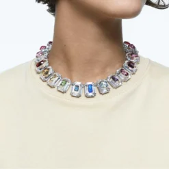 Swarovski Chroma Choker Oversized Crystals, Multicolored, Rhodium Plated