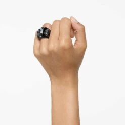 Swarovski Chroma Cocktail Ring Black, Ruthenium Plated