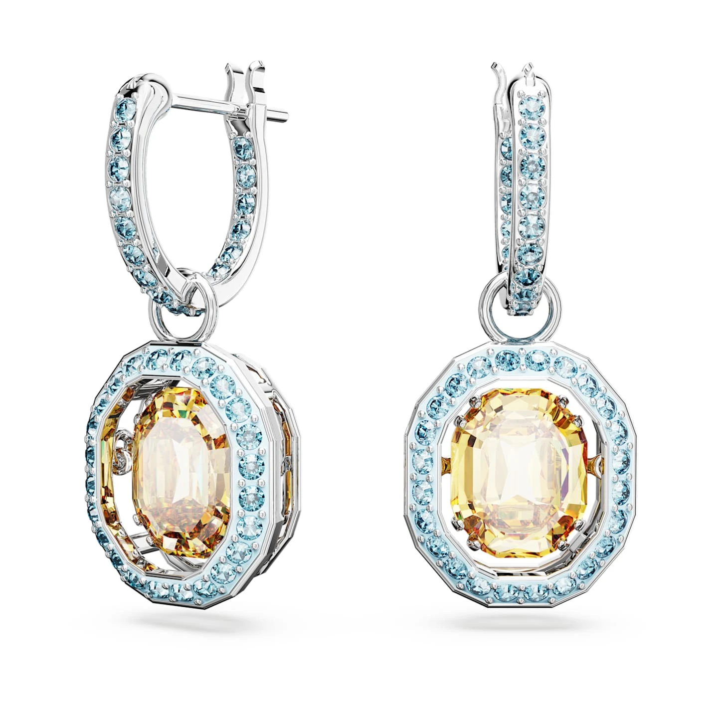 Swarovski Chroma Drop Earrings Octagon Cut, Multicolored, Rhodium Plated - Image 2