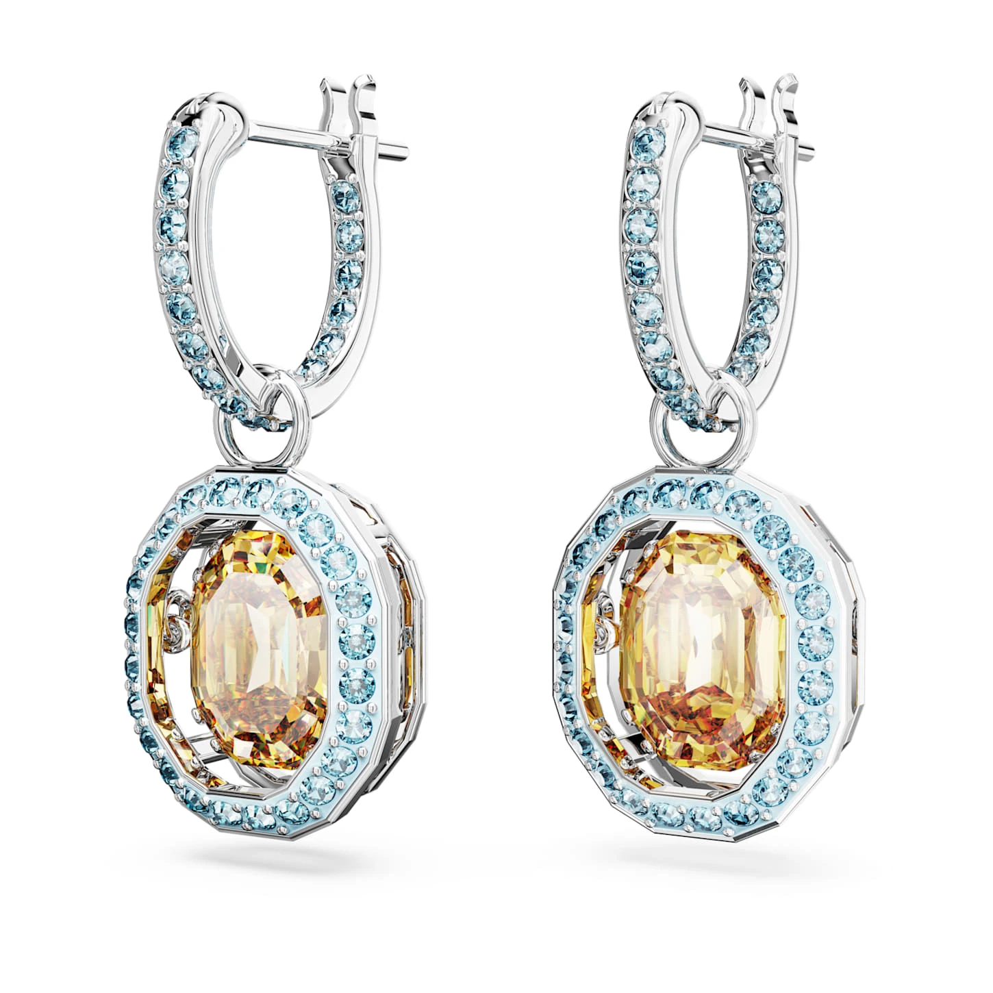 Swarovski Chroma Drop Earrings Octagon Cut, Multicolored, Rhodium Plated - Image 4