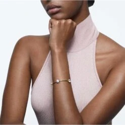 Swarovski Constella Bracelet Round Cut, White, Shiny gold-tone Plated