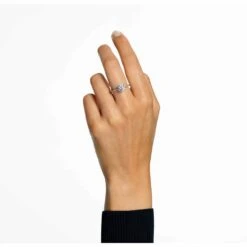 Swarovski Constella Cocktail Ring Princess Cut, Pavé, White, Rhodium Plated