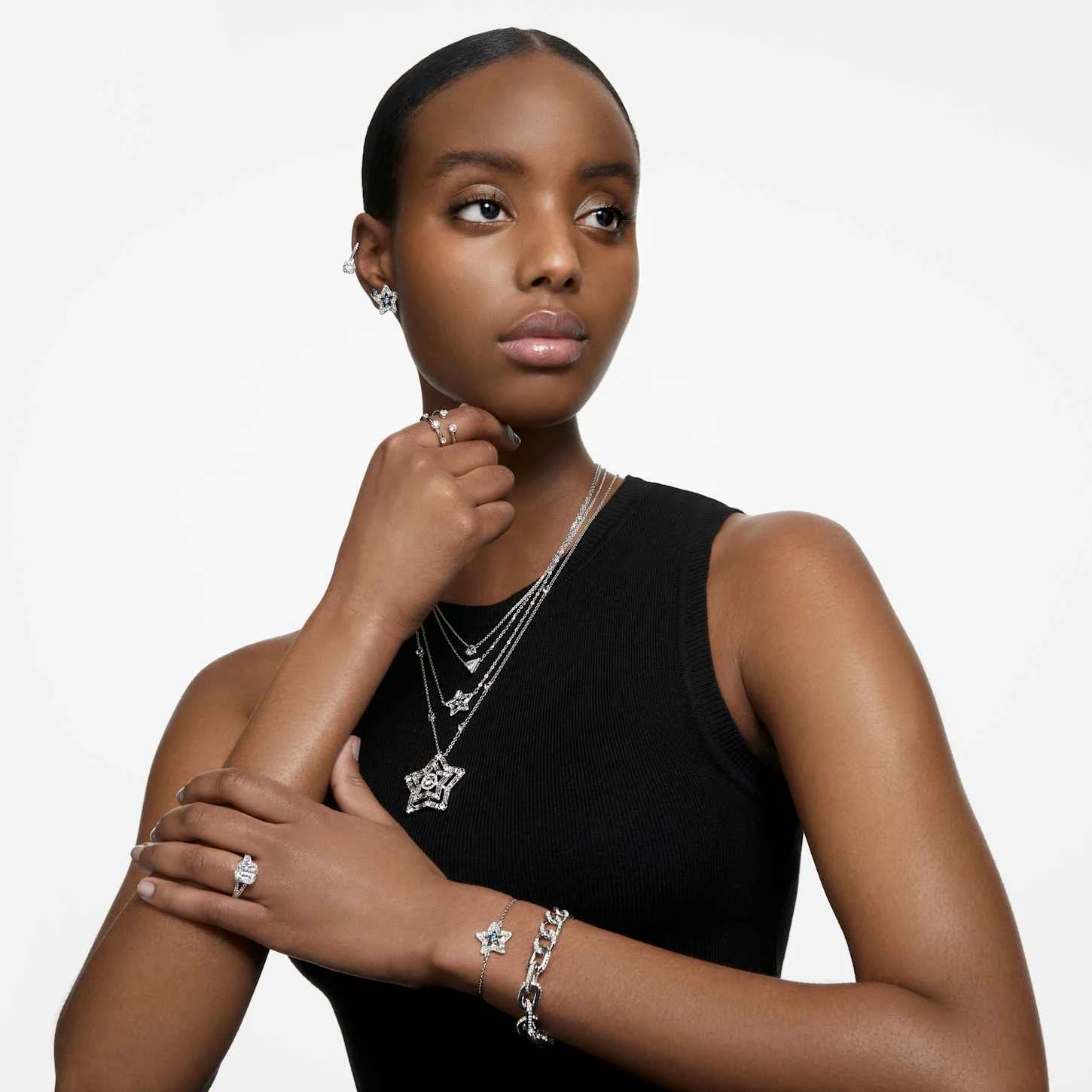 Swarovski Constella Cocktail Ring Square Cut, Pavé, White, Rhodium Plated 5 Swarovski Constella Cocktail Ring Square Cut, Pavé, White, Rhodium Plated - Image 5