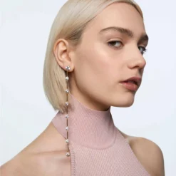 Swarovski Constella Drop Earrings Asymmetrical Design, Round Cut, White, Shiny gold-tone Plated -Fashion Accessories Store constella drop earrings asymmetrical design round cut white shinyC2A0gold tone plated swarovski 5622721 3