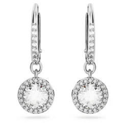 Swarovski Constella Drop Earrings Round Cut, Pavé, White, Rhodium Plated -Fashion Accessories Store constella drop earrings round cut pavC3A9 white rhodium plated swarovski 5636270 2