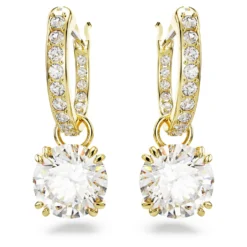 Swarovski Constella Drop Earrings Round Cut, White, Gold-tone Plated -Fashion Accessories Store constella drop earrings round cut white gold tone plated swarovski 5638802 2