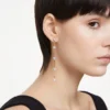 Swarovski Constella Drop Earrings Round Cut, White, Rose Gold-tone Plated