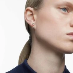 Swarovski Constella Ear Cuffs Asymmetrical Design, Round Cut, White, Rose Gold-tone Plated