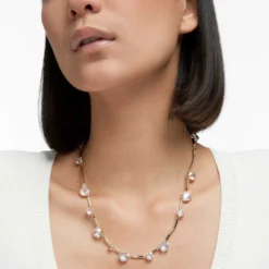 Swarovski Constella Necklace Mixed Round Cuts, White, Gold-tone Plated