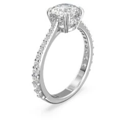 Swarovski Constella Ring Set (2), Princess Cut, White, Rhodium Plated -Fashion Accessories Store constella ring set 28229 princess cut white rhodium plated swarovski 5647662 2