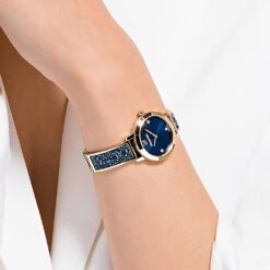Swarovski Cosmic Rock Watch Swiss Made, Metal Bracelet, Blue, Rose Gold-tone Finish