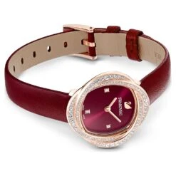 Swarovski Crystal Flower Watch Swiss Made, Leather Strap, Red, Rose Gold-tone Finish 8 Swarovski Crystal Flower Watch Swiss Made, Leather Strap, Red, Rose Gold-tone Finish -Fashion Accessories Store crystal flower watch swiss made leather strap red rose gold tone finish swarovski 5552780 3