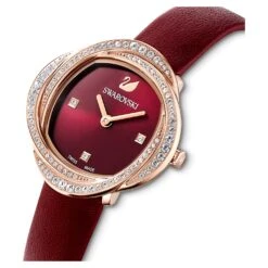 Swarovski Crystal Flower Watch Swiss Made, Leather Strap, Red, Rose Gold-tone Finish 9 Swarovski Crystal Flower Watch Swiss Made, Leather Strap, Red, Rose Gold-tone Finish -Fashion Accessories Store crystal flower watch swiss made leather strap red rose gold tone finish swarovski 5552780 4