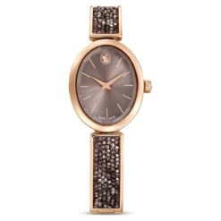 Fashion Accessories Store -Fashion Accessories Store crystal rock oval watch swiss made metal bracelet black rose gold tone finish swarovski 5656857 1
