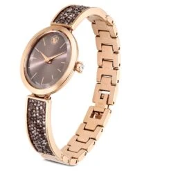 Swarovski Crystal Rock Oval Watch Swiss Made, Metal Bracelet, Black, Rose Gold-tone Finish -Fashion Accessories Store crystal rock oval watch swiss made metal bracelet black rose gold tone finish swarovski 5656857 2