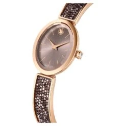 Swarovski Crystal Rock Oval Watch Swiss Made, Metal Bracelet, Black, Rose Gold-tone Finish -Fashion Accessories Store crystal rock oval watch swiss made metal bracelet black rose gold tone finish swarovski 5656857 4