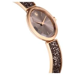 Swarovski Crystal Rock Oval Watch Swiss Made, Metal Bracelet, Black, Rose Gold-tone Finish -Fashion Accessories Store crystal rock oval watch swiss made metal bracelet black rose gold tone finish swarovski 5656857 5