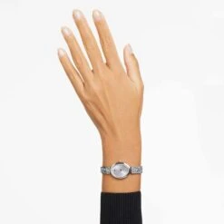 Swarovski Crystal Rock Oval Watch Swiss Made, Metal Bracelet, White, Stainless Steel