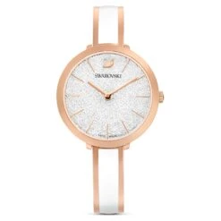 Swarovski Crystalline Delight Watch Swiss Made, Metal Bracelet, White, Rose Gold-tone Finish