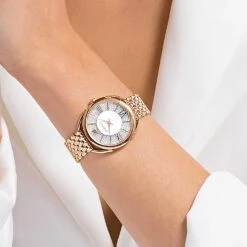 Swarovski Crystalline Glam Watch Swiss Made, Metal Bracelet, Rose Gold Tone, Rose Gold-tone Finish