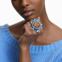 Swarovski Curiosa Cocktail Ring Multicolored, Rhodium Plated